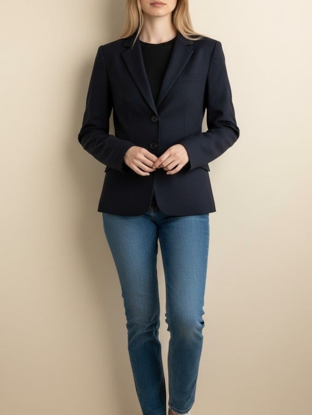 Calvin Klein Navy Pinstripe Women's Blazer